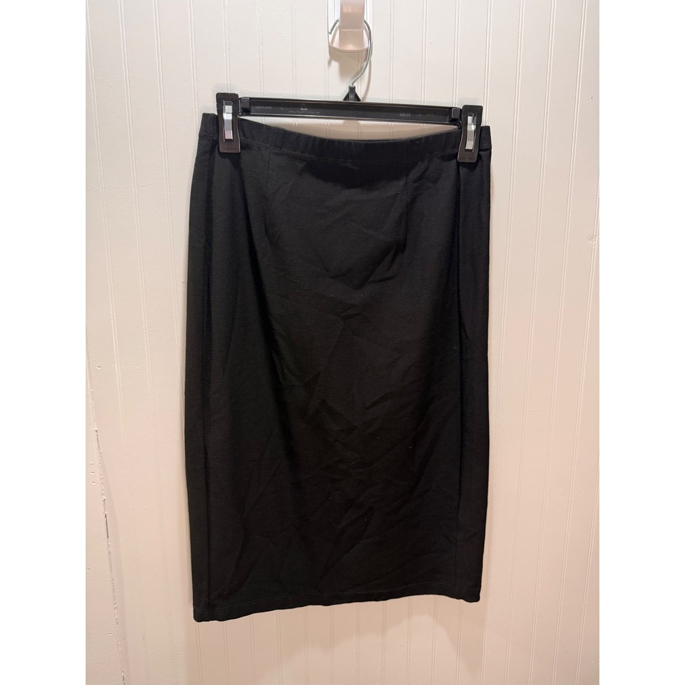 Eileen Fisher Black Stretch Jersey Pencil Skirt XXS‎ Pull On Midi Minimalist